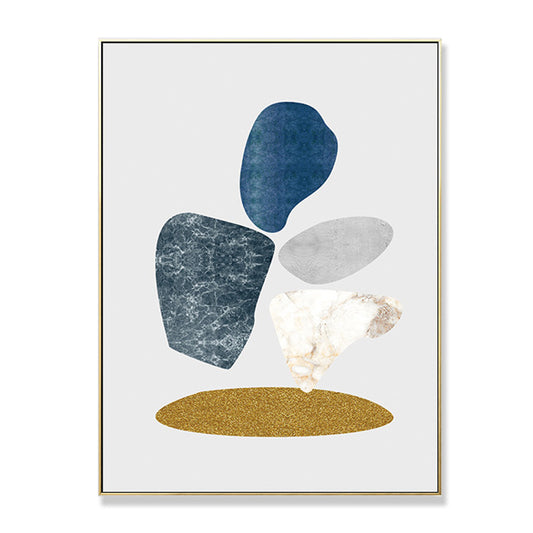 Minimalist Pebbles Drawing Art Print House Interior Canvas in Blue-Grey on White Clearhalo 'Arts' 'Canvas Art' 1706385