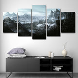 Elder Scrolls Mountains Wall Art Boys Bedroom Game Scene Print Canvas in Grey for Decor Grey Clearhalo 'Art Gallery' 'Canvas Art' 'Kids' Arts' 1706441