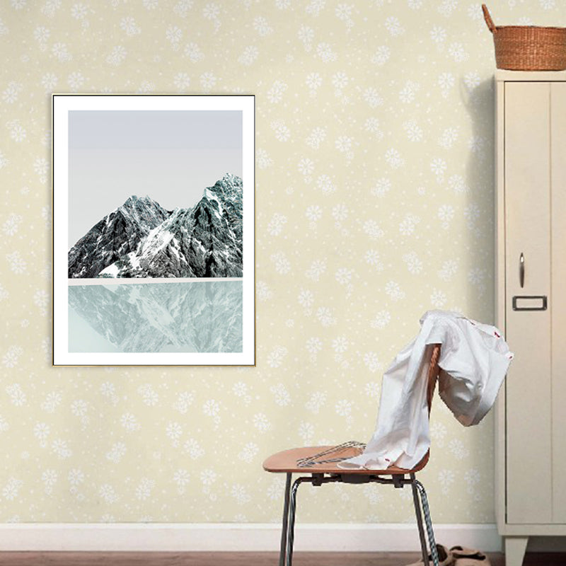 Mountain and River Scenery Canvas Modern Textured Wall art Print in Light Color for Home Clearhalo 'Arts' 'Canvas Art' 1706456