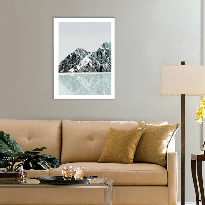 Mountain and River Scenery Canvas Modern Textured Wall art Print in Light Color for Home Clearhalo 'Arts' 'Canvas Art' 1706457