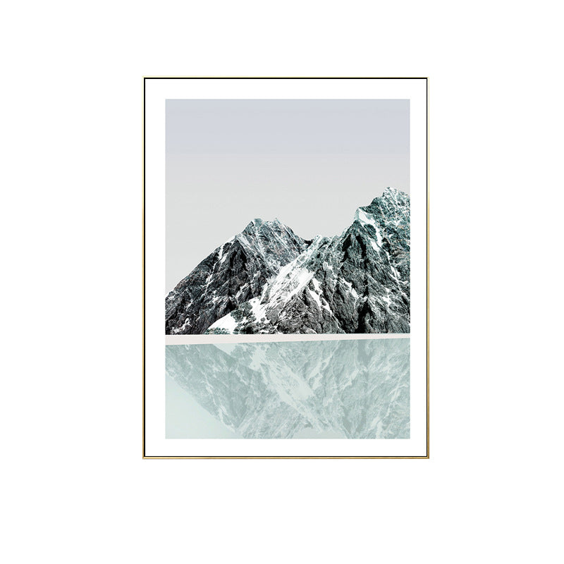 Mountain and River Scenery Canvas Modern Textured Wall art Print in Light Color for Home Clearhalo 'Arts' 'Canvas Art' 1706458