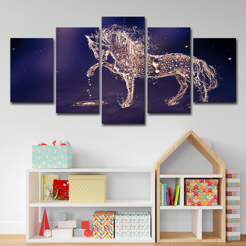 Constellations Horse Wall Art Decor Modernism Multi-Piece Canvas Print in Purple Clearhalo 'Art Gallery' 'Canvas Art' 'Contemporary Art Gallery' 'Modern' Arts' 1706534
