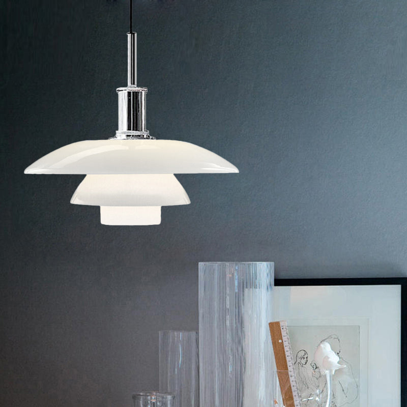 Layered Hanging Light Fixture Nordic Style Metallic 1 Head Living Room Pendant Lamp in Black/Silver Silver Clearhalo 'Ceiling Lights' 'Modern Pendants' 'Modern' 'Pendant Lights' 'Pendants' Lighting' 170654