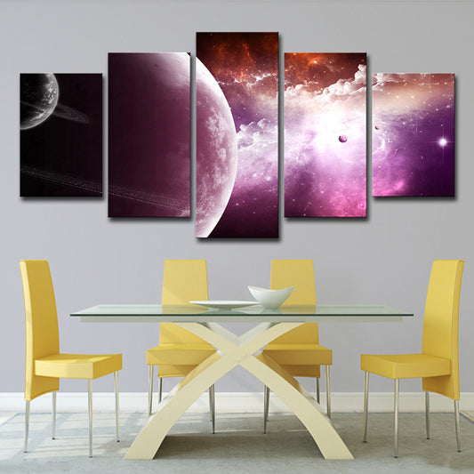Nebula and Planet Wall Art Fictional Splendid Space Scenery Canvas Print in Purple Clearhalo 'Art Gallery' 'Canvas Art' 'Kids' Arts' 1706568