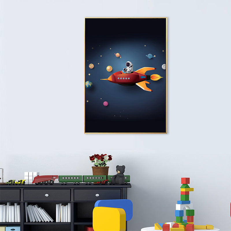 Illustration Painting Modern Art Planet and Astronaut in Soft Color, Multiple Sizes Clearhalo 'Art Gallery' 'Canvas Art' 'Contemporary Art Gallery' 'Modern' Arts' 1706619