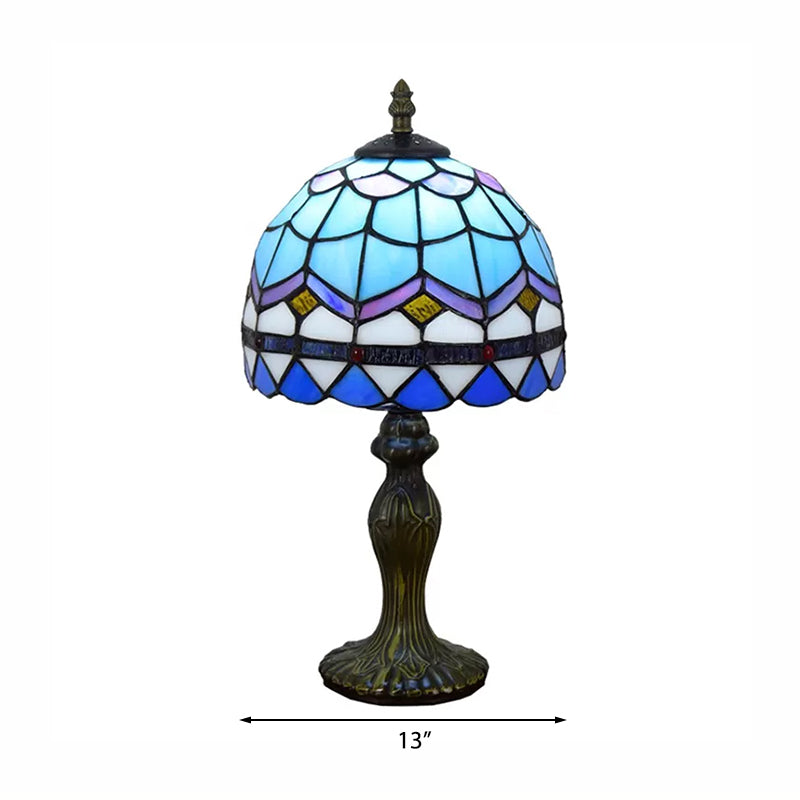 Baroque Dome Table Lighting 1 Light Stained Glass Standing Table Light in Bedroom Clearhalo 'Lamps' 'Table Lamps' Lighting' 170678