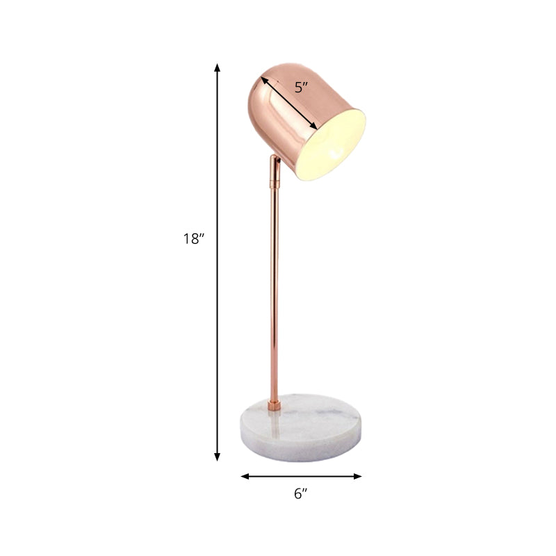 1 Light Study Room Desk Lamp with Elongated Dome Metal Shade Modernist Chrome/Copper Reading Book Light Clearhalo 'Lamps' 'Table Lamps' Lighting' 170698