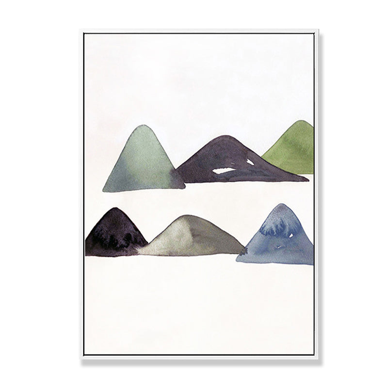 Cute Mountains Drawing Wall Art Asian Textured Canvas Print in White for Dining Room Clearhalo 'Arts' 'Canvas Art' 1706987