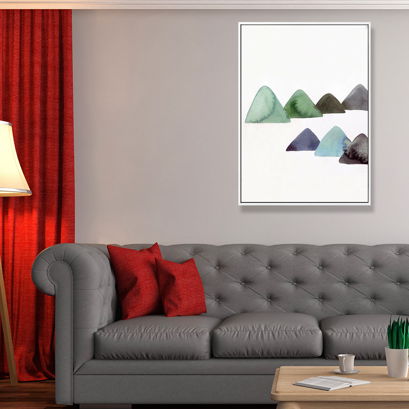 Cute Mountains Drawing Wall Art Asian Textured Canvas Print in White for Dining Room White Design 3 Clearhalo 'Arts' 'Canvas Art' 1706995