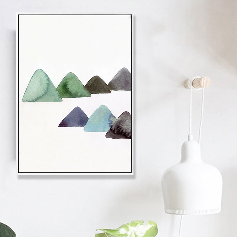 Cute Mountains Drawing Wall Art Asian Textured Canvas Print in White for Dining Room Clearhalo 'Arts' 'Canvas Art' 1706997