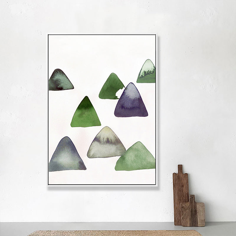 Cute Mountains Drawing Wall Art Asian Textured Canvas Print in White for Dining Room White Design 4 Clearhalo 'Arts' 'Canvas Art' 1706999