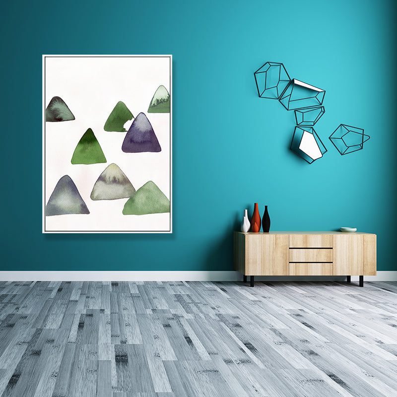 Cute Mountains Drawing Wall Art Asian Textured Canvas Print in White for Dining Room Clearhalo 'Arts' 'Canvas Art' 1707001