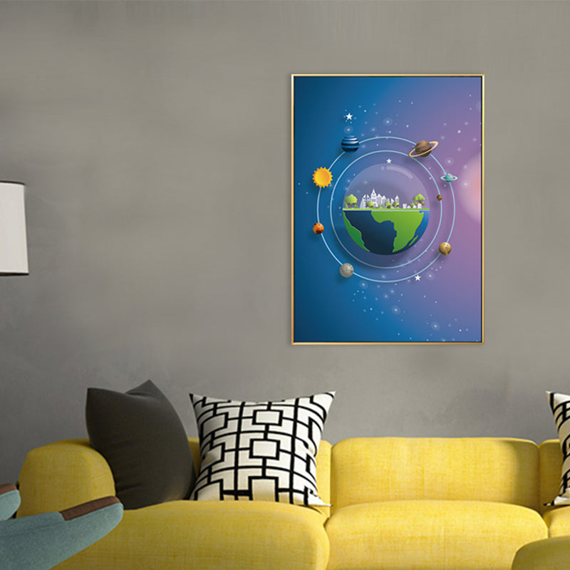 Children's Art Planets Painting Pastel Color Textured Wall Print for Kids Bedroom Clearhalo 'Art Gallery' 'Canvas Art' 'Kids' Arts' 1707077