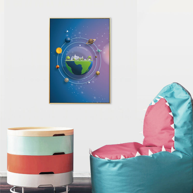 Children's Art Planets Painting Pastel Color Textured Wall Print for Kids Bedroom Clearhalo 'Art Gallery' 'Canvas Art' 'Kids' Arts' 1707078