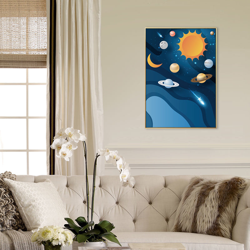 Children's Art Planets Painting Pastel Color Textured Wall Print for Kids Bedroom Clearhalo 'Art Gallery' 'Canvas Art' 'Kids' Arts' 1707081