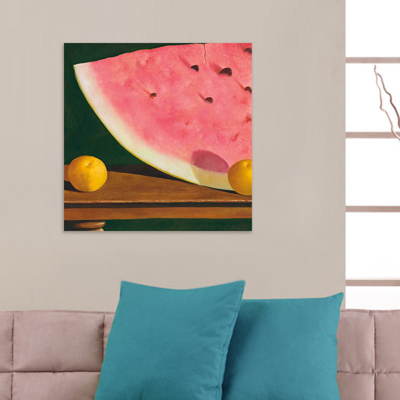 Watermelon and Orange Wall Art Contemporary Textured Canvas Print in Pink for Living Room Clearhalo 'Art Gallery' 'Canvas Art' 'Contemporary Art Gallery' 'Modern' Arts' 1707166