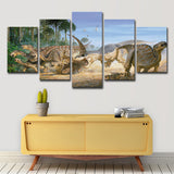 Science Fiction Dinosaur Wall Art Yellow Multi-Piece Canvas Print for Boys Bedroom Yellow Clearhalo 'Art Gallery' 'Canvas Art' 'Kids' Arts' 1707267