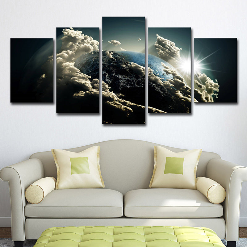 Digital Print Planet Canvas Dark Blue Science Fiction Wall Art for Living Room Dark Blue Clearhalo 'Art Gallery' 'Canvas Art' 'Kids' Arts' 1707469