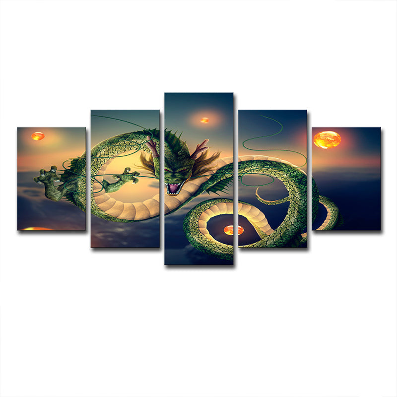 Kids Devil Dragon Canvas Wall Art Green Fantasy Wall Decoration for Teenage Bedroom Clearhalo 'Art Gallery' 'Canvas Art' 'Kids' Arts' 1707485