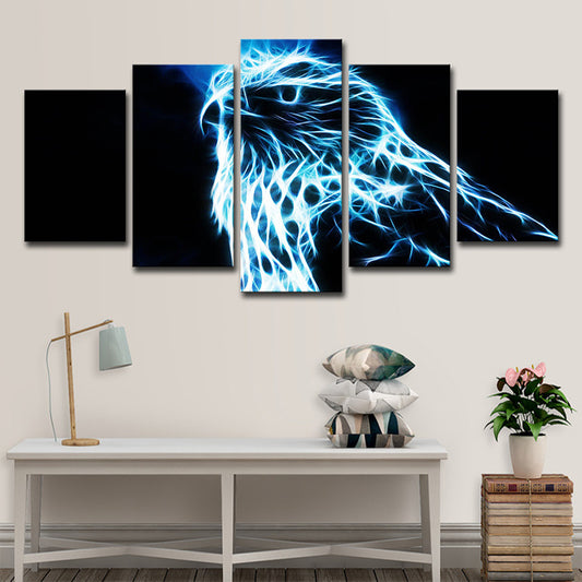Eagle Canvas Wall Art Living Room Animal Wall Decor in Blue on Black, Multi-Piece Clearhalo 'Art Gallery' 'Canvas Art' 'Contemporary Art Gallery' 'Modern' Arts' 1707490