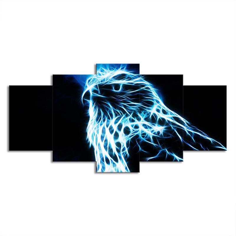 Eagle Canvas Wall Art Living Room Animal Wall Decor in Blue on Black, Multi-Piece Clearhalo 'Art Gallery' 'Canvas Art' 'Contemporary Art Gallery' 'Modern' Arts' 1707492