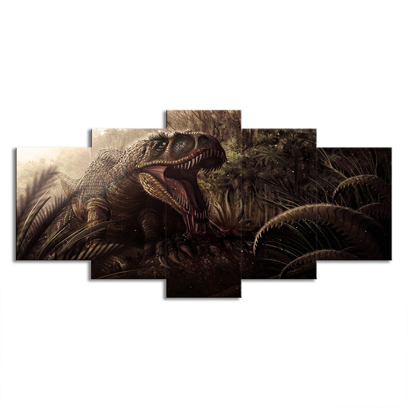 Brown Digital Print Dinosaur Canvas Fantasy Sci-Fi Multi-Piece Wall Art for Room Clearhalo 'Art Gallery' 'Canvas Art' 'Kids' Arts' 1707536