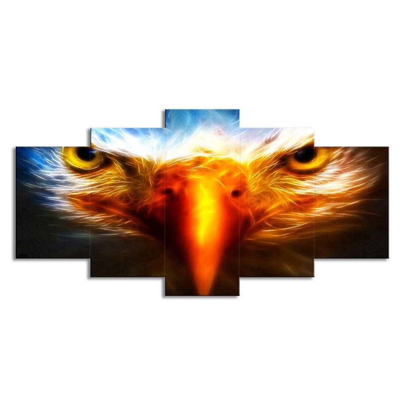 Eagle Close-Up View Art Print Yellow-Blue Modern Wall Decoration for Living Room Clearhalo 'Art Gallery' 'Canvas Art' 'Contemporary Art Gallery' 'Modern' Arts' 1707601