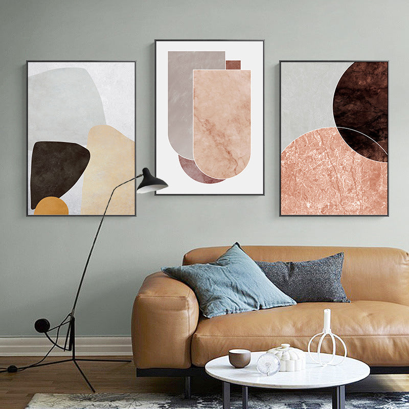 Soft Color Geometrical Art Print Abstract Nordic Textured Canvas for Sitting Room Clearhalo 'Arts' 'Canvas Art' 1707667