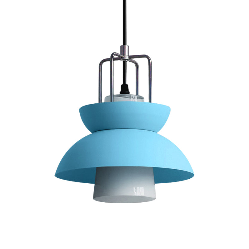 1 Light Bedroom Ceiling Light Fixture with Bowl Metallic Shade Macaron Style Gray/Pink Hanging Lamp Clearhalo 'Ceiling Lights' 'Modern Pendants' 'Modern' 'Pendant Lights' 'Pendants' Lighting' 170787