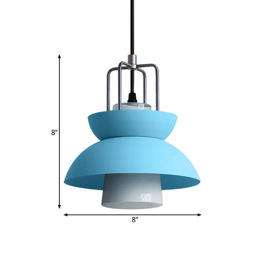 1 Light Bedroom Ceiling Light Fixture with Bowl Metallic Shade Macaron Style Gray/Pink Hanging Lamp Clearhalo 'Ceiling Lights' 'Modern Pendants' 'Modern' 'Pendant Lights' 'Pendants' Lighting' 170788