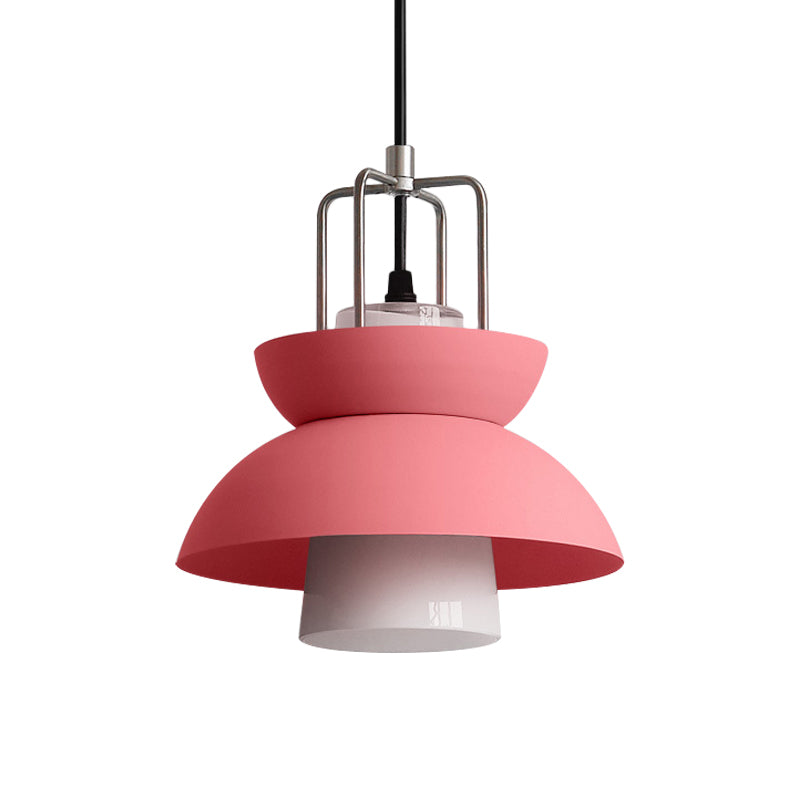 1 Light Bedroom Ceiling Light Fixture with Bowl Metallic Shade Macaron Style Gray/Pink Hanging Lamp Clearhalo 'Ceiling Lights' 'Modern Pendants' 'Modern' 'Pendant Lights' 'Pendants' Lighting' 170790