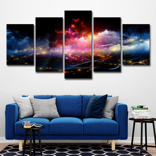 Luminous City View Canvas Print Living Room Cloudy Night Scene Wall Art in Black Black Clearhalo 'Art Gallery' 'Canvas Art' 'Contemporary Art Gallery' 'Modern' Arts' 1707942