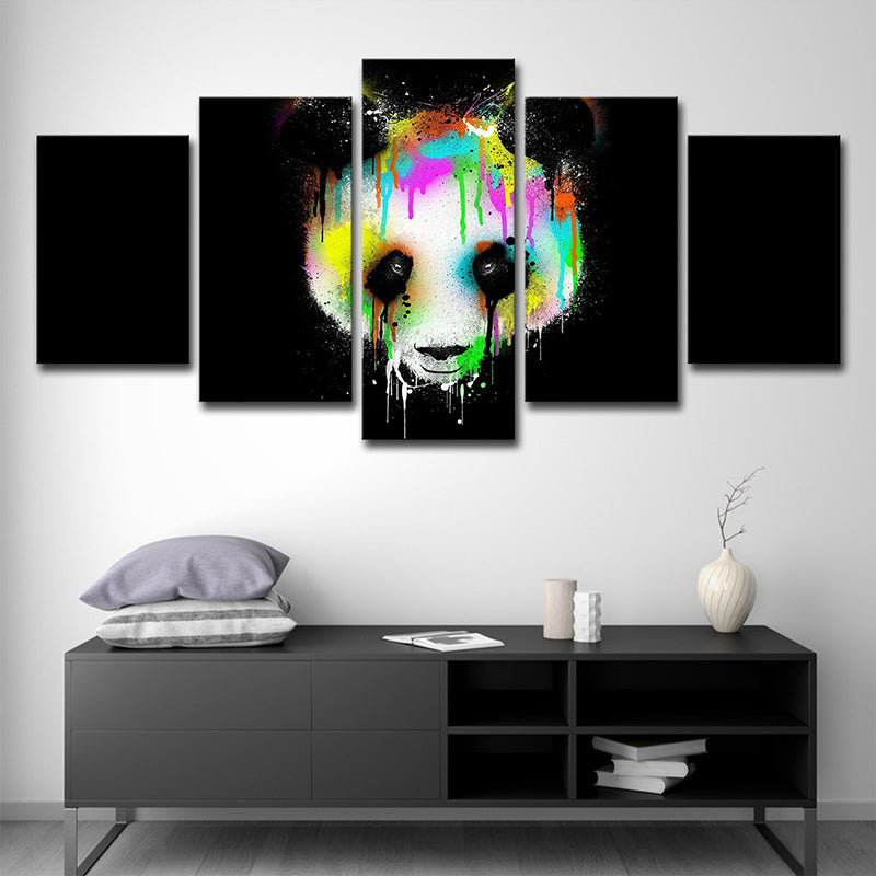 Digital-Print Melting Panda Canvas Wall Art for Childrens Bedroom, Black and White Clearhalo 'Art Gallery' 'Canvas Art' 'Contemporary Art Gallery' 'Modern' Arts' 1708069