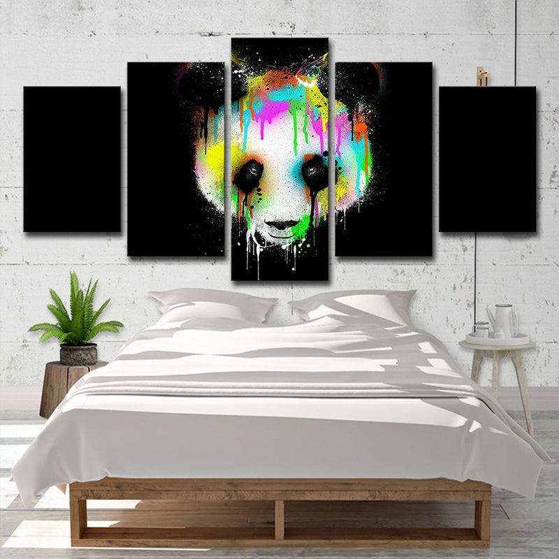 Digital-Print Melting Panda Canvas Wall Art for Childrens Bedroom, Black and White Clearhalo 'Art Gallery' 'Canvas Art' 'Contemporary Art Gallery' 'Modern' Arts' 1708070