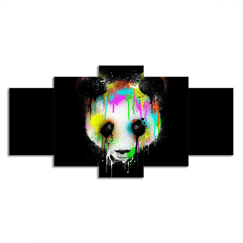 Digital-Print Melting Panda Canvas Wall Art for Childrens Bedroom, Black and White Clearhalo 'Art Gallery' 'Canvas Art' 'Contemporary Art Gallery' 'Modern' Arts' 1708071