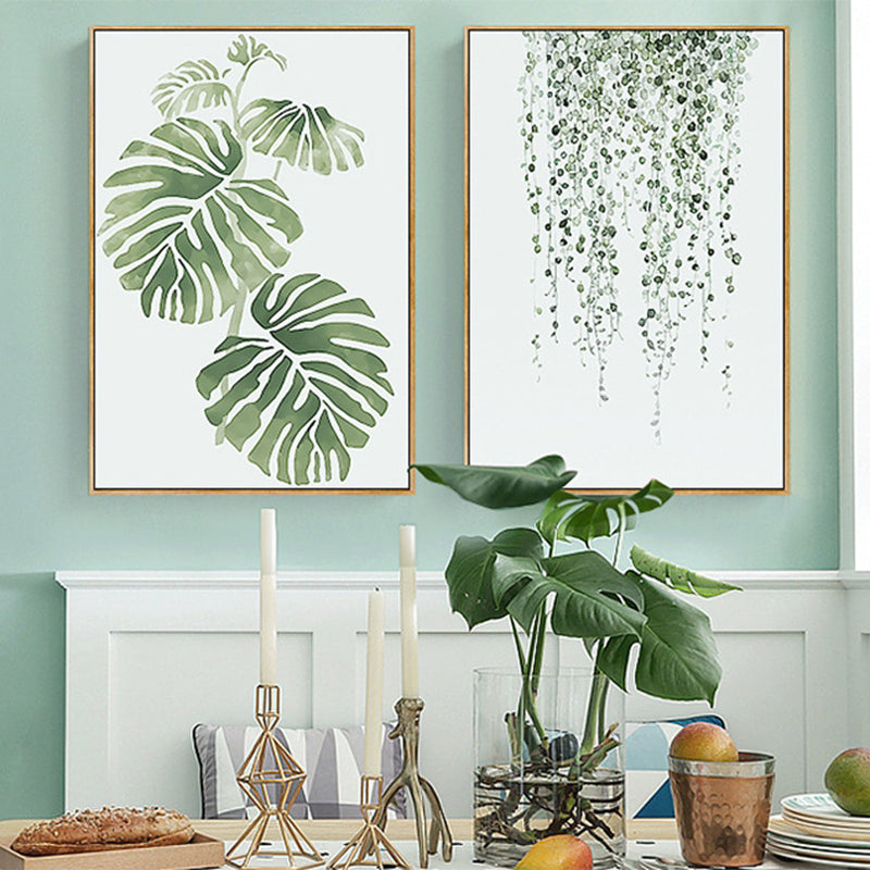 Drawing Print Plant Leaves Canvas Green Nordic Style Wall Art for Dining Room Clearhalo 'Arts' 'Canvas Art' 1708240