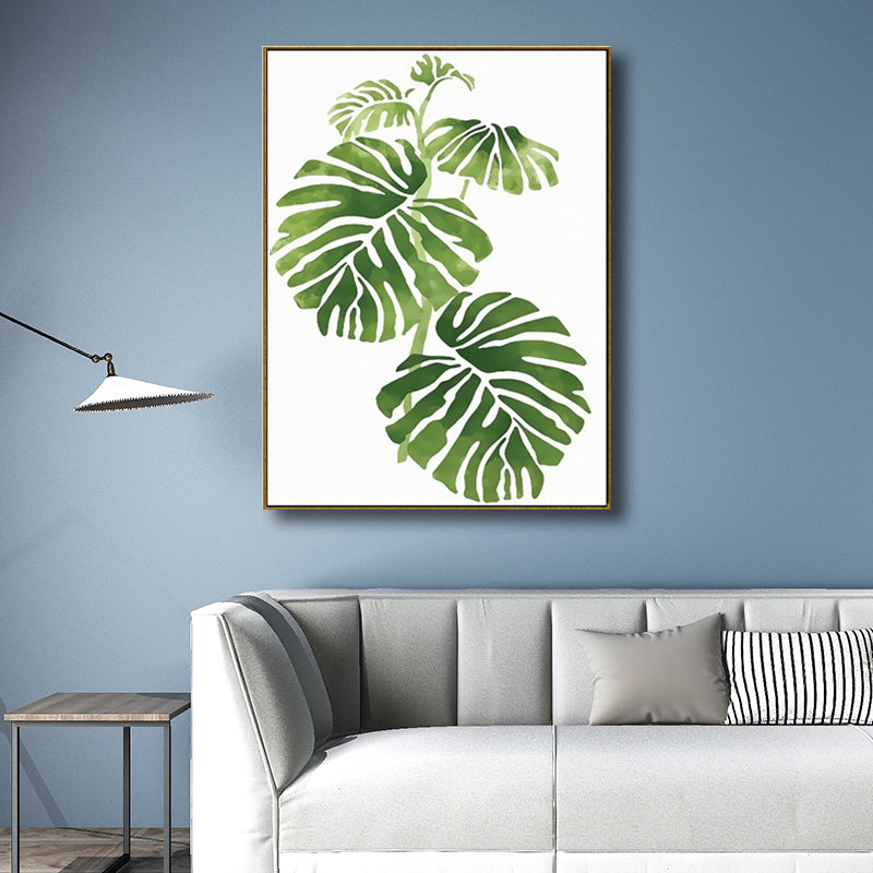 Drawing Print Plant Leaves Canvas Green Nordic Style Wall Art for Dining Room Green Design 1 Clearhalo 'Arts' 'Canvas Art' 1708241