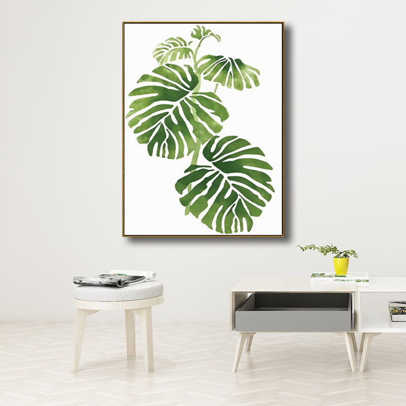 Drawing Print Plant Leaves Canvas Green Nordic Style Wall Art for Dining Room Clearhalo 'Arts' 'Canvas Art' 1708242