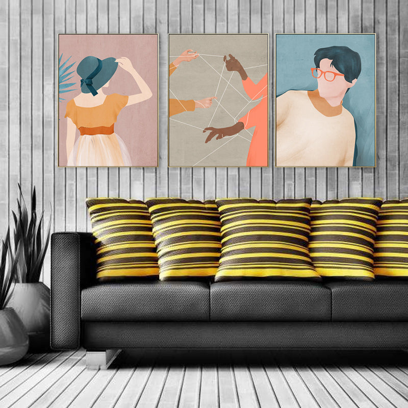 Nordic Figure Drawing Wall Art Pastel Color Textured Canvas Print for Teens Bedroom Clearhalo 'Arts' 'Canvas Art' 1708292