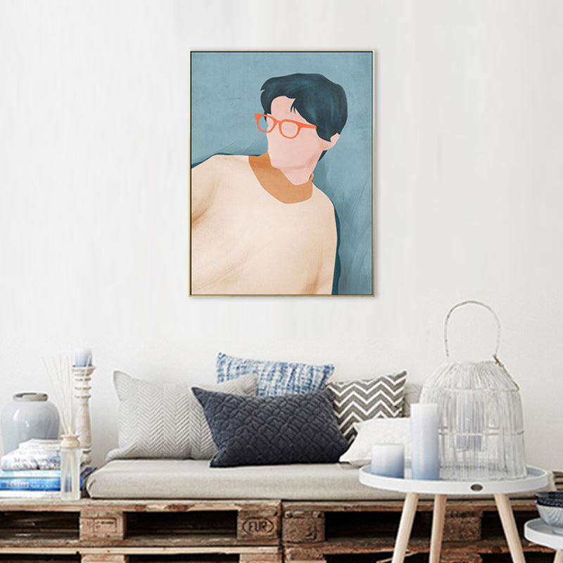 Nordic Figure Drawing Wall Art Pastel Color Textured Canvas Print for Teens Bedroom Clearhalo 'Arts' 'Canvas Art' 1708294