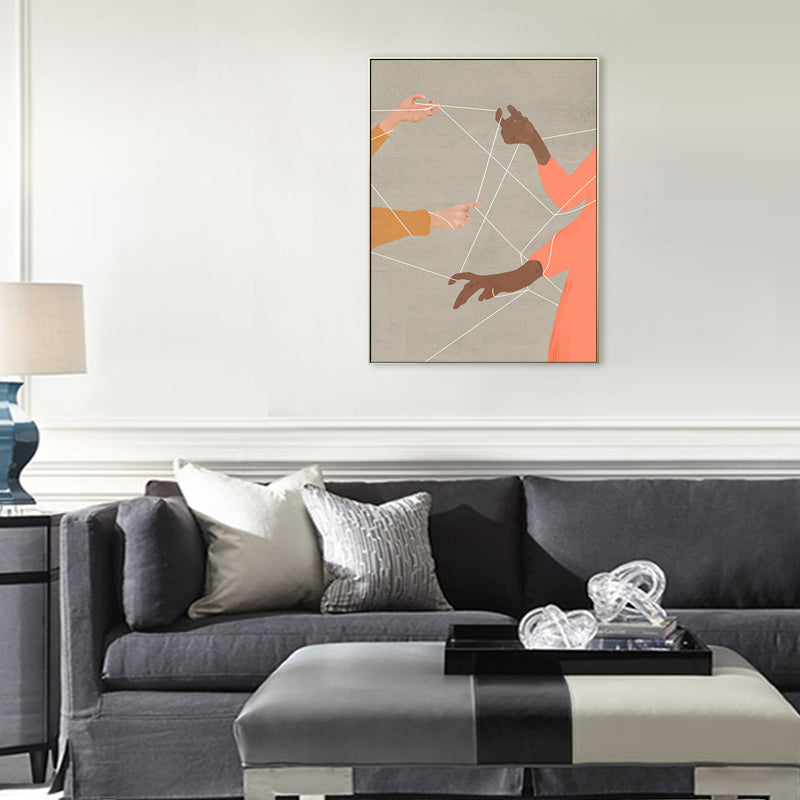 Nordic Figure Drawing Wall Art Pastel Color Textured Canvas Print for Teens Bedroom Brown Clearhalo 'Arts' 'Canvas Art' 1708298