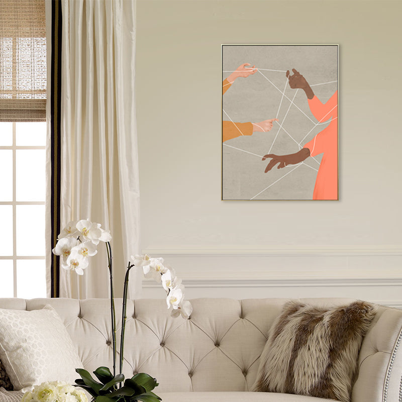 Nordic Figure Drawing Wall Art Pastel Color Textured Canvas Print for Teens Bedroom Clearhalo 'Arts' 'Canvas Art' 1708300