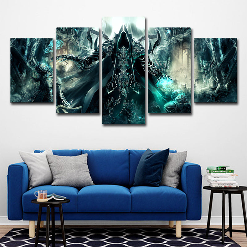 Green Dead War Wall Art Print Game Scene Kids Multi-Piece Canvas for Boys Bedroom Green Clearhalo 'Art Gallery' 'Canvas Art' 'Kids' Arts' 1708383