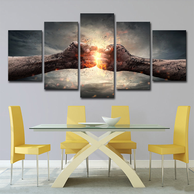 Contemporary Fists Print Wall Art Brown and Gold Multi-Piece Canvas for Dining Room Brown Clearhalo 'Art Gallery' 'Canvas Art' 'Contemporary Art Gallery' 'Modern' Arts' 1708390
