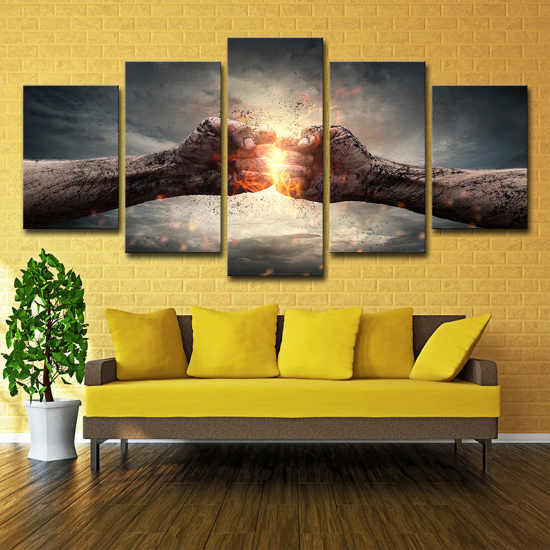 Contemporary Fists Print Wall Art Brown and Gold Multi-Piece Canvas for Dining Room Clearhalo 'Art Gallery' 'Canvas Art' 'Contemporary Art Gallery' 'Modern' Arts' 1708392