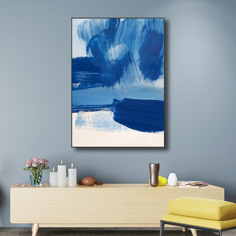 Blue Contemporary Painting Brush Stroke Wall Art Decor for Kitchen, Multiple Sizes Blue Design 2 Clearhalo 'Art Gallery' 'Canvas Art' 'Contemporary Art Gallery' 'Modern' Arts' 1708425