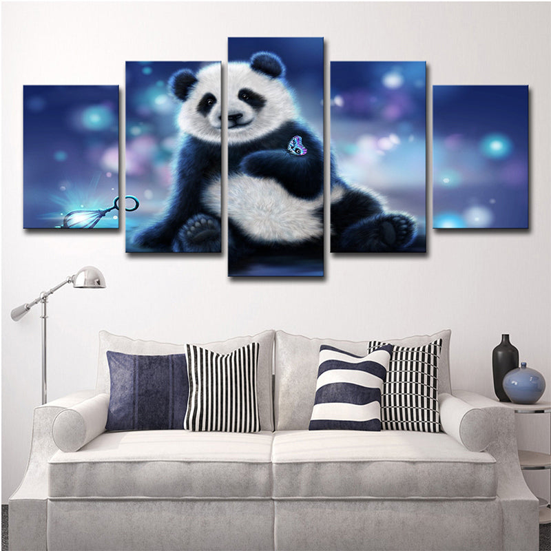Black and White Panda Canvas Art Multi-Piece Wall Decor on Purple for Family Room Purple Clearhalo 'Art Gallery' 'Canvas Art' 'Contemporary Art Gallery' 'Modern' Arts' 1708433