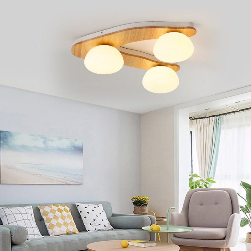 Nordic Stylish Oval Ceiling Mount Light Milk Glass Wood Ceiling Fixture for Study Room Clearhalo 'Ceiling Lights' 'Close To Ceiling Lights' 'Close to ceiling' 'Semi-flushmount' Lighting' 170847