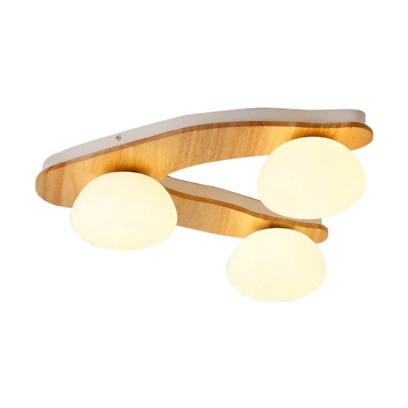 Nordic Stylish Oval Ceiling Mount Light Milk Glass Wood Ceiling Fixture for Study Room Clearhalo 'Ceiling Lights' 'Close To Ceiling Lights' 'Close to ceiling' 'Semi-flushmount' Lighting' 170848