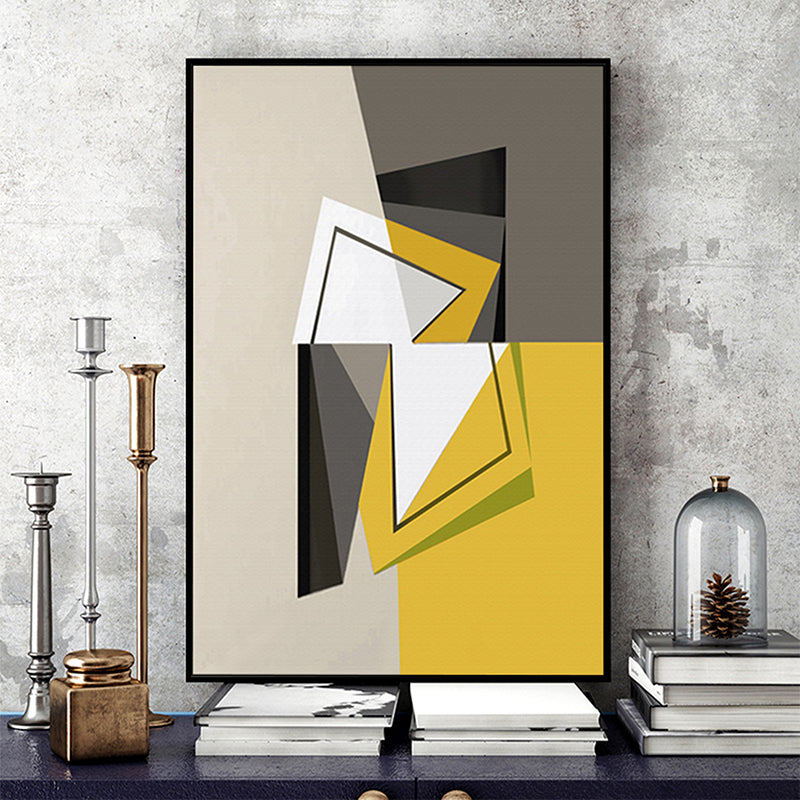 Nordic Geometric Pattern Canvas Playroom Wall Art Print in Yellow, Multiple Sizes Yellow Clearhalo 'Arts' 'Canvas Art' 1708483